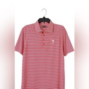 Levelwear Wildfire Golf Club Red Striped Polo Men’s Sz Large Dry-Fit Performance